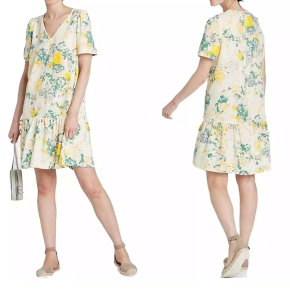 a new day Dresses & Skirts - NWT A.NEW.DAY Women's Floral Short Sleeve Ruffle Hem DressㅣSize XSㅣMiniㅣNWT